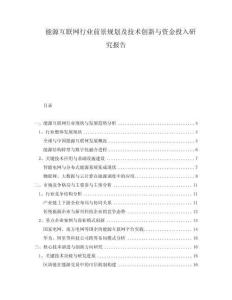 能源互聯(lián)網(wǎng)行業(yè)前景規(guī)劃及技術(shù)創(chuàng)新與資金投入研究報(bào)告
