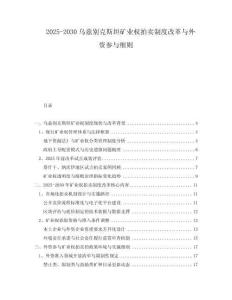 2025-2030烏茲別克斯坦礦業(yè)權(quán)拍賣制度改革與外資參與細則