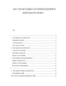 2025-2030航空運(yùn)輸業(yè)行業(yè)市場現(xiàn)狀發(fā)展趨勢研判及投資發(fā)展評估分析報(bào)告