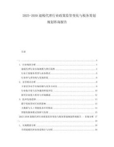 2025-2030退稅代理行業(yè)政策監(jiān)管變化與稅務(wù)籌劃規(guī)劃咨詢報(bào)告