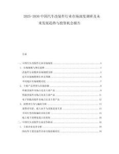 2025-2030中國汽車改裝件行業市場深度調研及未來發展趨勢與投資機會報告