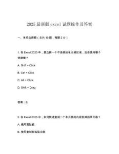 2025最新版excel試題操作及答案