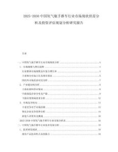 2025-2030中國氧氣瓶手推車行業(yè)市場現(xiàn)狀供需分析及投資評估規(guī)劃分析研究報告