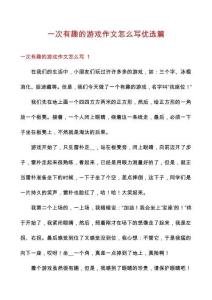 一次有趣的游戏作文怎么写优选篇