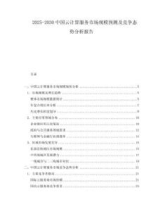 2025-2030中國云計算服務市場規模預測及競爭態勢分析報告