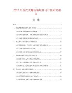 2025年蒸汽式翻轉(zhuǎn)鍋項目可行性研究報告
