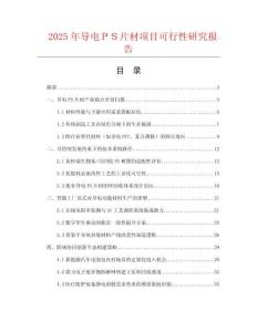 2025年导电ＰＳ片材项目可行性研究报告