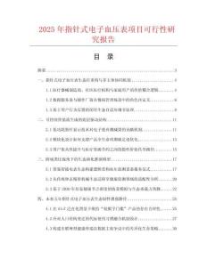 2025年指針式電子血壓表項目可行性研究報告