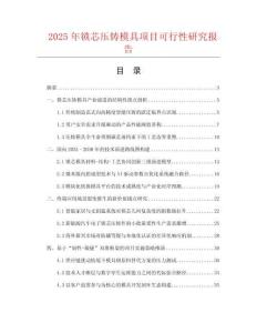 2025年鎖芯壓鑄模具項(xiàng)目可行性研究報(bào)告