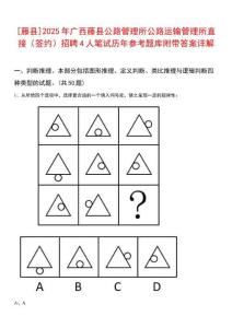 [藤縣]2025年廣西藤縣公路管理所公路運(yùn)輸管理所直接（簽約）招聘4人筆試歷年參考題庫(kù)附帶答案詳解