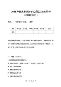 2025年體系審核類考試試題及答案解析