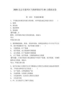 2025北京市通州區(qū)馬駒橋鎮(zhèn)招考20人模擬試卷及答案詳解（最新）