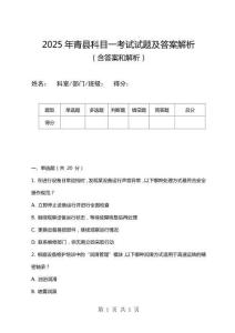 2025年青縣科目一考試試題及答案解析