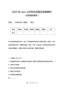 2025年cass上機考試試題及答案解析