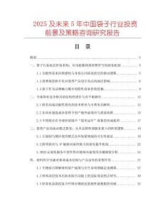 2025及未來5年中國袋子行業投資前景及策略咨詢研究報告