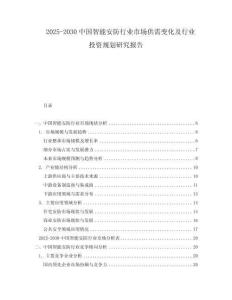 2025-2030中國智能安防行業(yè)市場供需變化及行業(yè)投資規(guī)劃研究報告