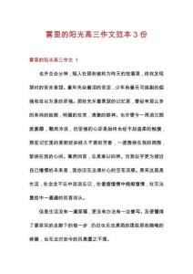 霧里的陽光高三作文范本3份