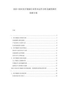 2025-2030醫(yī)療健康行業(yè)資本運(yùn)作分析及融資路徑創(chuàng)新方案