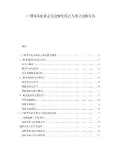 中國青年創(chuàng)業(yè)基金會(huì)孵化模式與成功案例報(bào)告