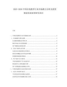 2025-2030中國在線教育行業(yè)市場潛力分析及投資規(guī)劃發(fā)展展望研究項目