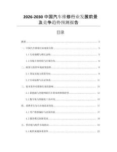 2026-2030中國(guó)汽車(chē)維修行業(yè)發(fā)展前景及競(jìng)爭(zhēng)趨勢(shì)預(yù)測(cè)報(bào)告