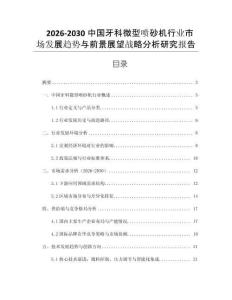 2026-2030中國牙科微型噴砂機行業市場發展趨勢與前景展望戰略分析研究報告