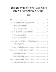 2026-2030中國露營手推車市場需求預測分析與競爭戰略規劃研究報告