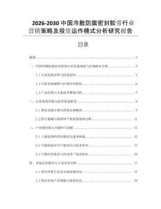 2026-2030中國冷敷防腐密封膠帶行業(yè)營銷策略及投資運(yùn)作模式分析研究報(bào)告