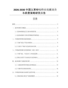 2026-2030中國氯苯吩嗪行業現狀調查與前景策略研究報告
