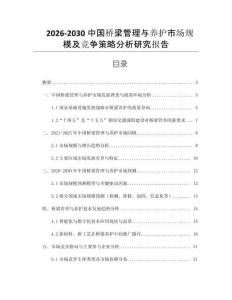 2026-2030中國(guó)橋梁管理與養(yǎng)護(hù)市場(chǎng)規(guī)模及競(jìng)爭(zhēng)策略分析研究報(bào)告