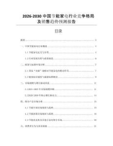 2026-2030中國節(jié)能家電行業(yè)競爭格局及銷售趨勢預測報告