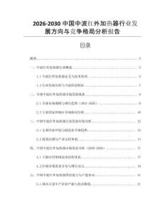2026-2030中國中波紅外加熱器行業(yè)發(fā)展方向與競爭格局分析報告