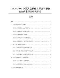 2026-2030中國真空杯行業深度調研及投資前景預測研究報告