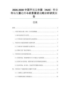 2026-2030中國(guó)平視顯示器（HUD）行業(yè)市場(chǎng)發(fā)展趨勢(shì)與前景展望戰(zhàn)略分析研究報(bào)告
