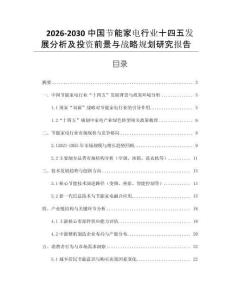 2026-2030中國節(jié)能家電行業(yè)十四五發(fā)展分析及投資前景與戰(zhàn)略規(guī)劃研究報告