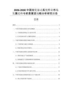 2026-2030中國全輪驅動系統行業市場發展趨勢與前景展望戰略分析研究報告