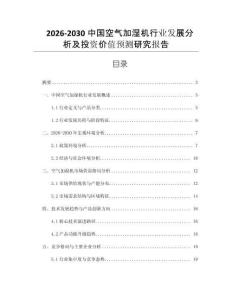 2026-2030中國空氣加濕機行業發展分析及投資價值預測研究報告