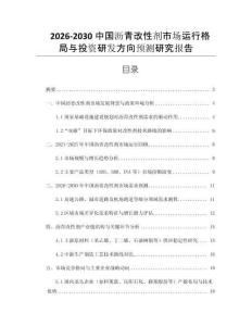 2026-2030中國瀝青改性劑市場運行格局與投資研發方向預測研究報告