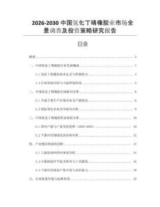 2026-2030中國氫化丁晴橡膠業(yè)市場全景調(diào)查及投資策略研究報告