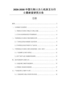 2026-2030中國銑削動力頭機床主軸行業(yè)最新度研究報告