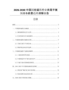 2026-2030中國圓柱磁鐵行業(yè)供需平衡預(yù)測與前景趨勢洞察報告