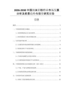 2026-2030中國納米鋁粉行業(yè)市場發(fā)展分析及前景趨勢與投資研究報告