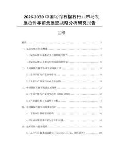 2026-2030中國鋱鎵石榴石行業市場發展趨勢與前景展望戰略分析研究報告