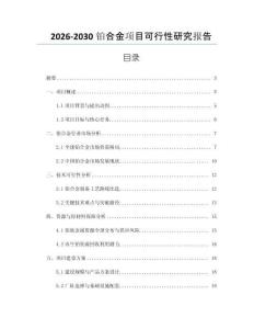 2026-2030鉑合金項目可行性研究報告