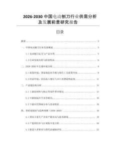 2026-2030中國電動刨刀行業(yè)供需分析及發(fā)展前景研究報告