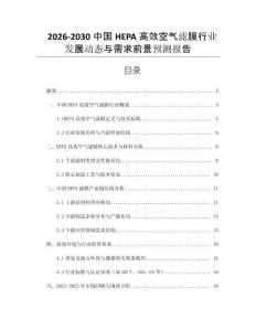 2026-2030中國HEPA高效空氣濾膜行業(yè)發(fā)展動態(tài)與需求前景預測報告
