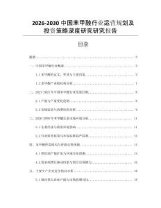 2026-2030中國苯甲酸行業(yè)運(yùn)營規(guī)劃及投資策略深度研究研究報告