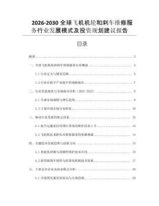 2026-2030全球飛機機輪和剎車維修服務行業(yè)發(fā)展模式及投資規(guī)劃建議報告