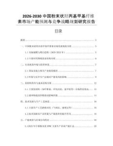 2026-2030中國粉末狀羥丙基甲基纖維素市場產能預測與競爭戰略規劃研究報告