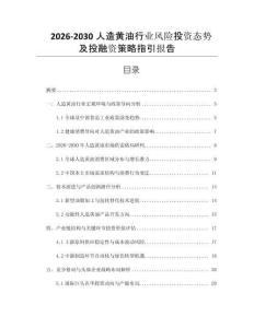 2026-2030人造黃油行業(yè)風(fēng)險投資態(tài)勢及投融資策略指引報告